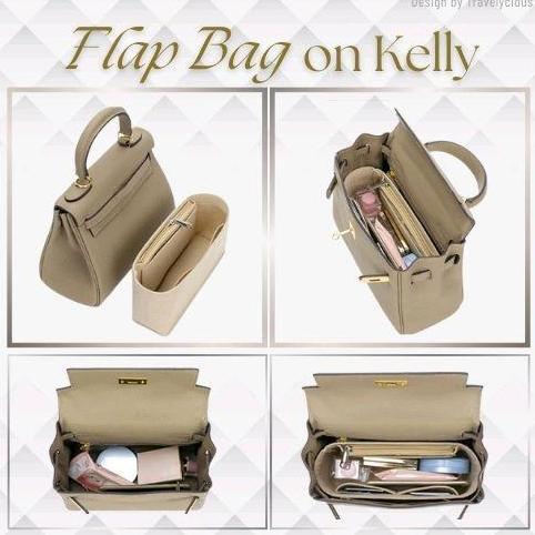NEW FLAP BAG MICRO ORGANIZER WITH SIDE ZIPPER/ DUAL IN BAG INSERT BAG IN BAG BEST