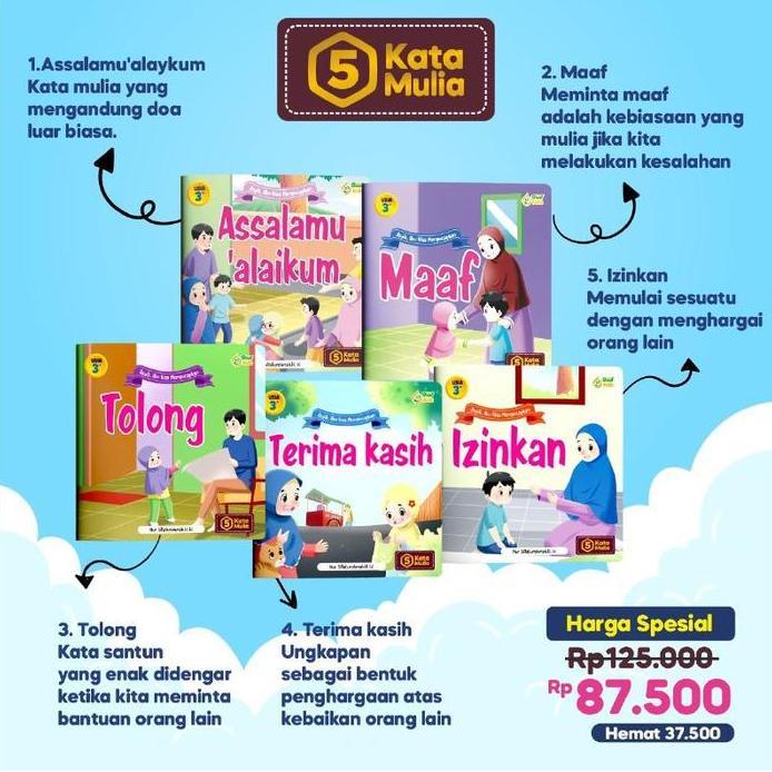 Buku Anak Islami - PAKET 5 KATA MULIA | Untuk Anak Usia 3+