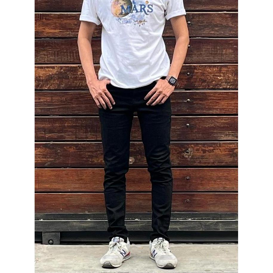 Celana Pensil Pria Hitam Putih BIru Tua Biru Muda terlaris Jeans Panjang Melar Tebal