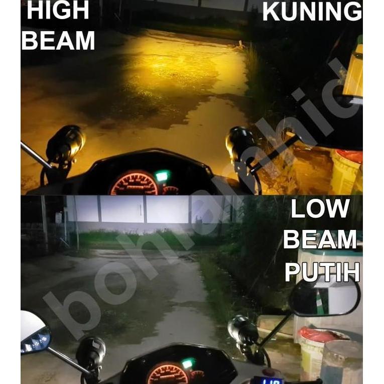 DISKON LAMPU MOTOR LED LASER VERZA LUMINOS H4 HS1 30W 2WARNA PUTIH KUNING PROJEKTOR +LED SENJA