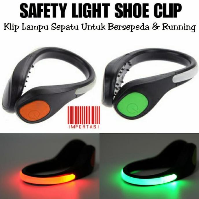 LED Flashing Safety Light Shoe Clip Sepeda Running Jogging Sepatu