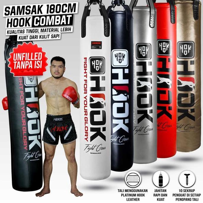 Samsak Tinju Gantung 180cm Hook Sansak Muay Thai Punching Bag Taekwondo Sandsack Silat Sarung Samsak