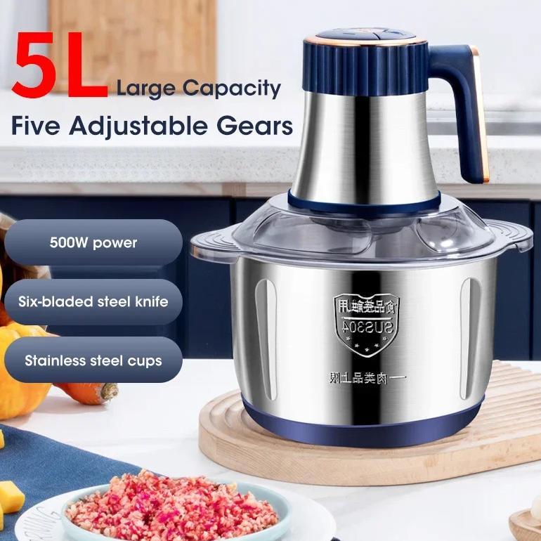 5L Electric Meat Grinders 304 Stainless Steel Food Crusher Multifunctional Vegetable Slicer Chopper 