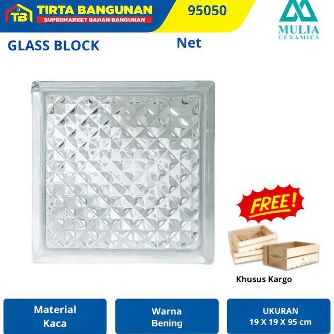 MULIA 95050 NET 19 X 19 X 9.5 CM GLASS BLOCK BALOK KACA GLASS BOX KACA KAYU PINTU