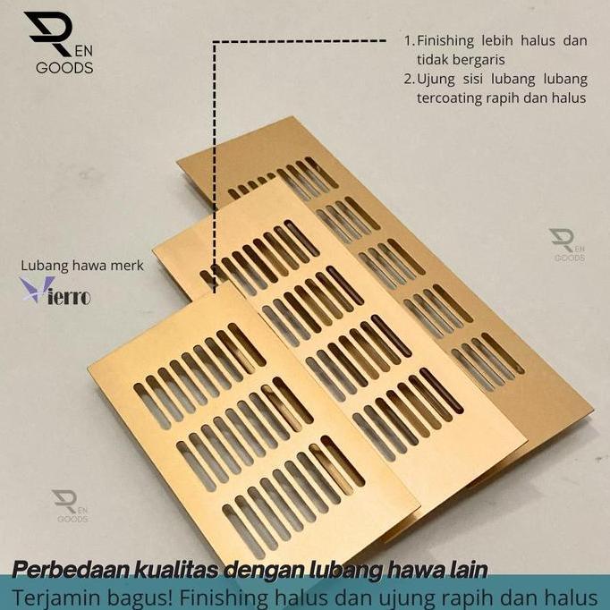 Ready Lubang Hawa Aluminium 8cm Vierro Gold Doff (Matte) / Ventilator Kotak Lemari Kitchen Set / Cab