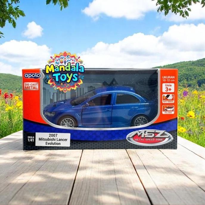 Apolo MSZ 1/41 2007 Mitsubishi Lancer Evolution Biru Diecast Metal/Pintu Terbuka/Pullback Plastik To