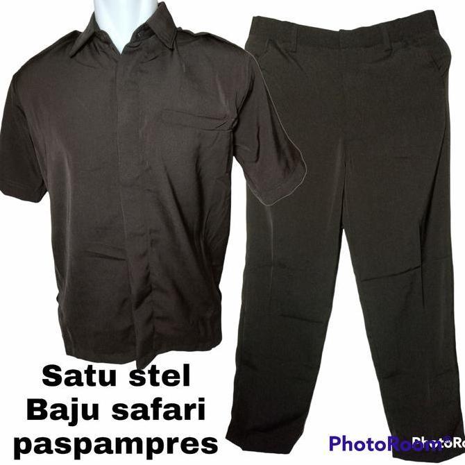 baju safari paspampres coklat lengan pendek, baju satpam paspampres