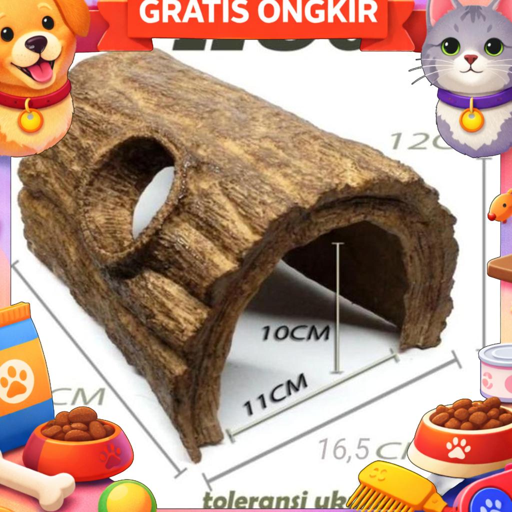 Hiding Cave Kayu Tempat Sembunyi Kura Sulcata Tortoise Bearded Dragon