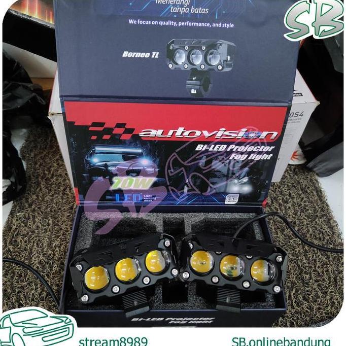 Fog Light Autovision Borneo Biled Mini Projie 3 lensa 2 warna foglamp