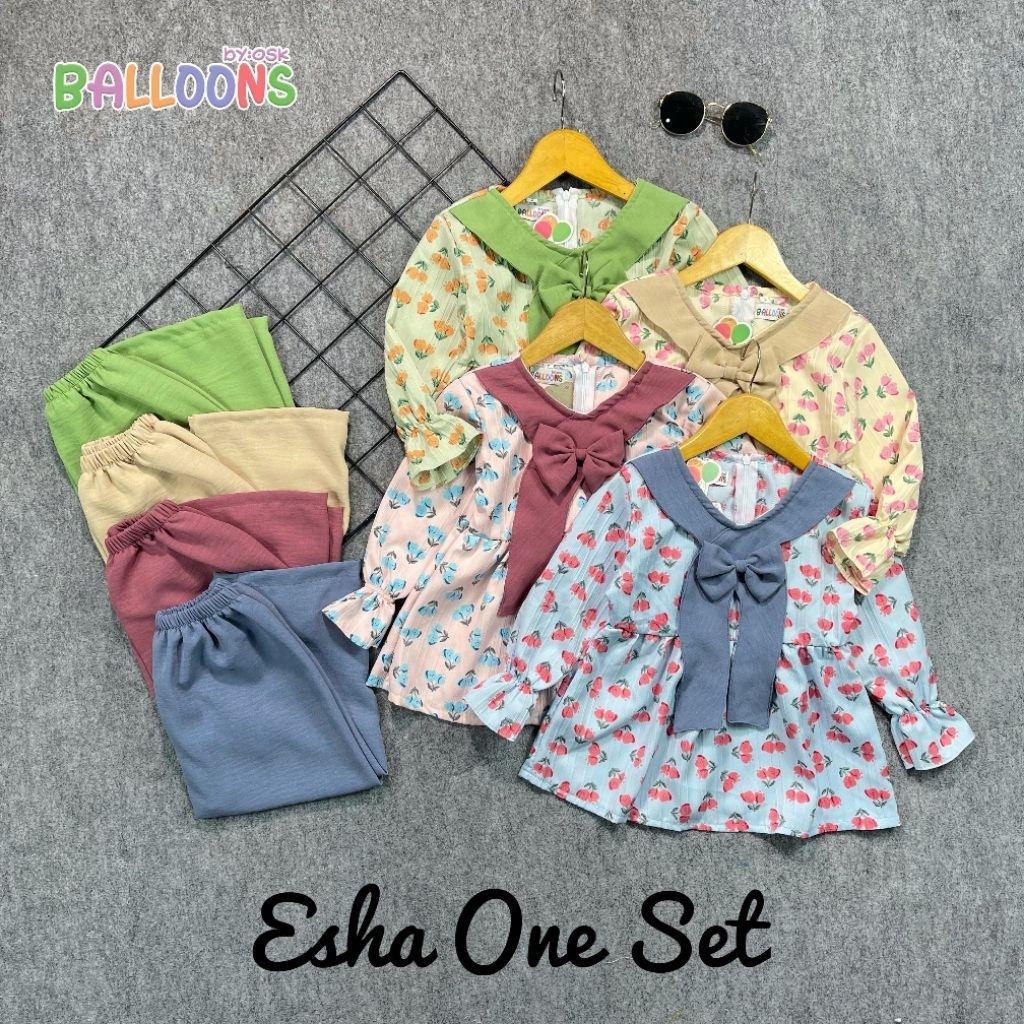 Esha One Set 2-10Th / Setelan Baju Muslim Anak Perempuan Stile Kekinian