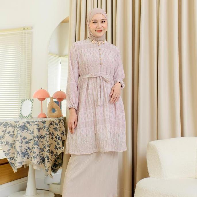 Busananew- Elsa Long Tunic | Pleated Long Tunic | Atasan Plisket Wanita Premium | Tunic Korean Look 