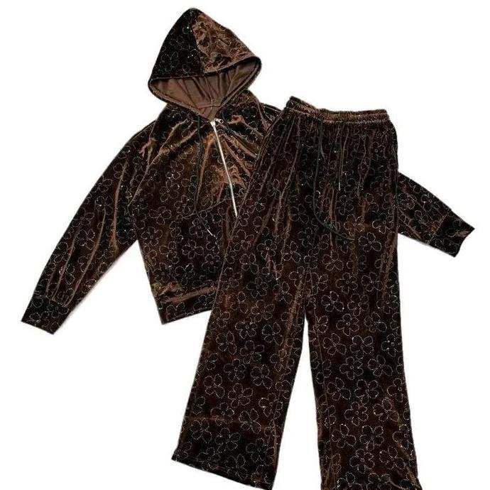 Grgd- Setelan Velvet Bludru Blink Jaket Kulot Wanita Nyaman