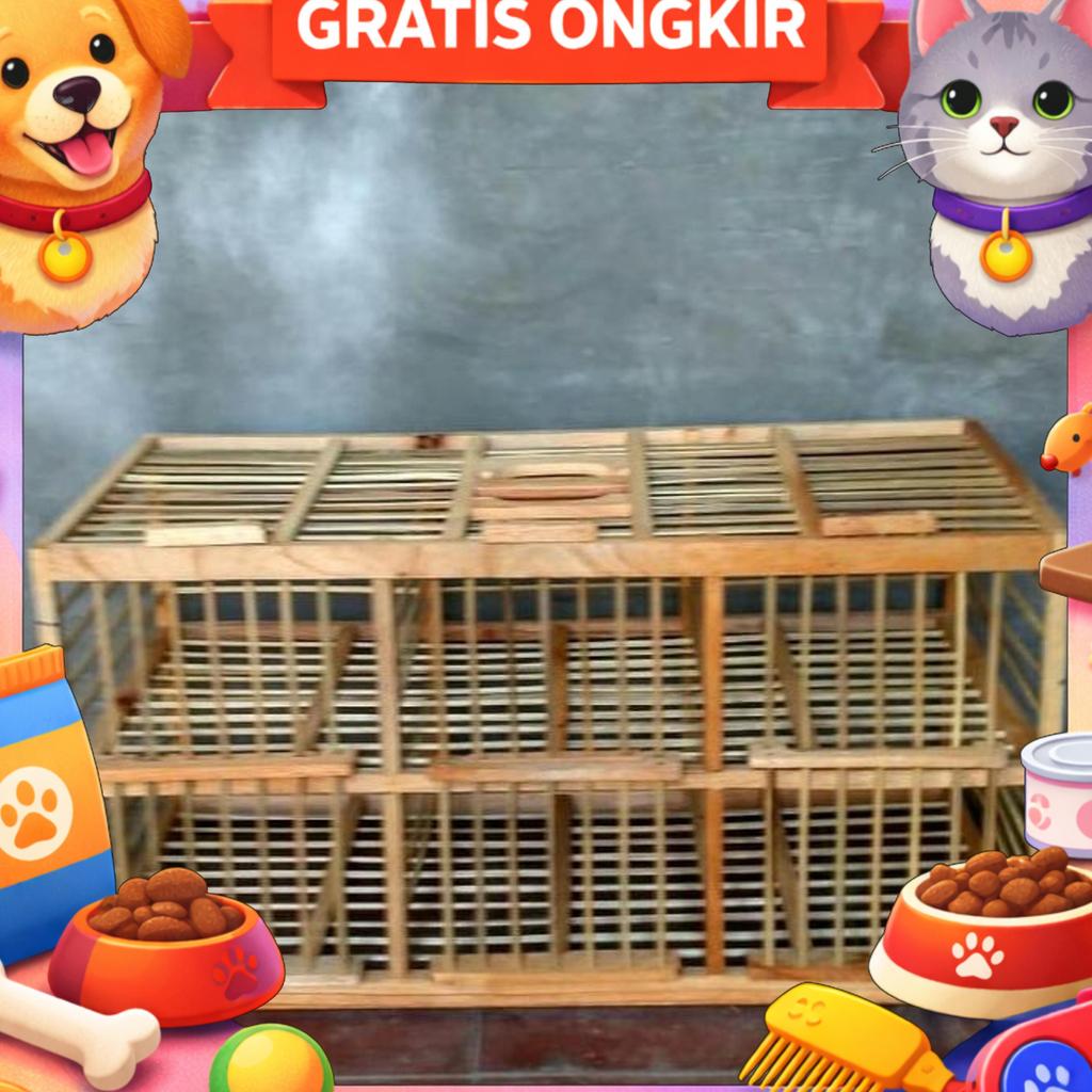 Kandang Burung Dara 6 Pintu Kesamping Kayu Jati