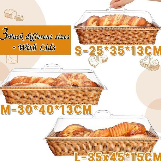 Vixplorn Wadah Roti Box Roti Bread Storage Keranjang Rotan Penyimpanan Kotak Roti Dan Kue Tempat Pen