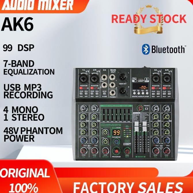 Audflow- Aibedo Ak 4 /6/8 Saluran Mixer Audio Profesional Dapat Dihubungkan Ke Catu Daya Mobil 12V 9