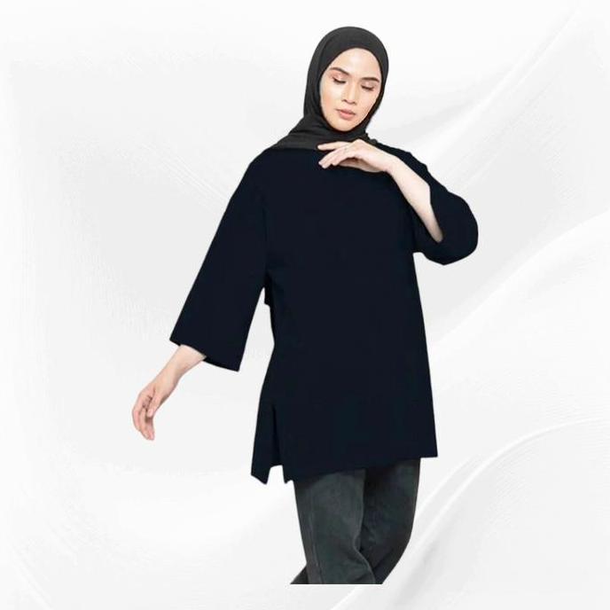 Busananew- Kaos Polos Oversize Jumbo Atasan Wanita Tsirt Bahan Babyterry Atasan Hijab Muslimah Cod M