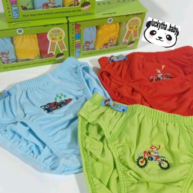Duniaank- 3Pcs_Cd Agree Kids Ak 017 Celana Dalam Anak Bordir M.L.Xl.Xxl / Cd Anak Cowo / Cd Agree Ak