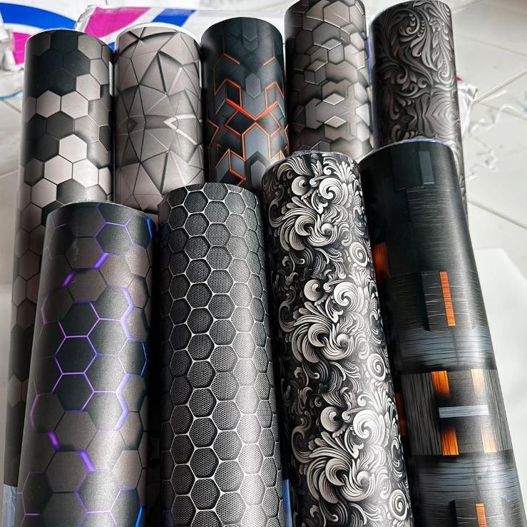 hot` sticker skotlet karbon hexagon 5d doff / skotlet stiker motor dan mobil / motif keren kekinian 