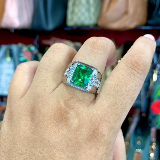 Cod,Bisa- Cincin Stainless - Titanium Permata Warna Cowok/Pria Batu