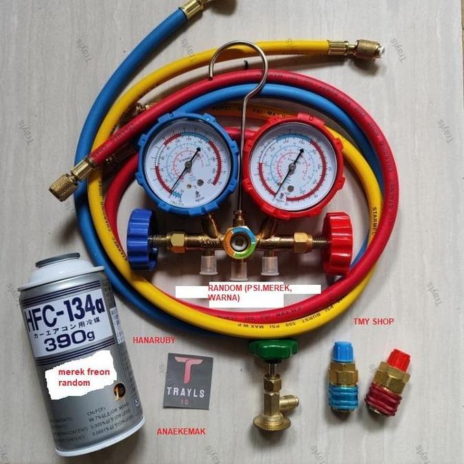 1ST PAKET LENGKAP ALAT ISI ULANG DOUBLE MANIFOLD TAMBAH FREON AC MOBIL ORIGINAL DAN TERPERCAYA