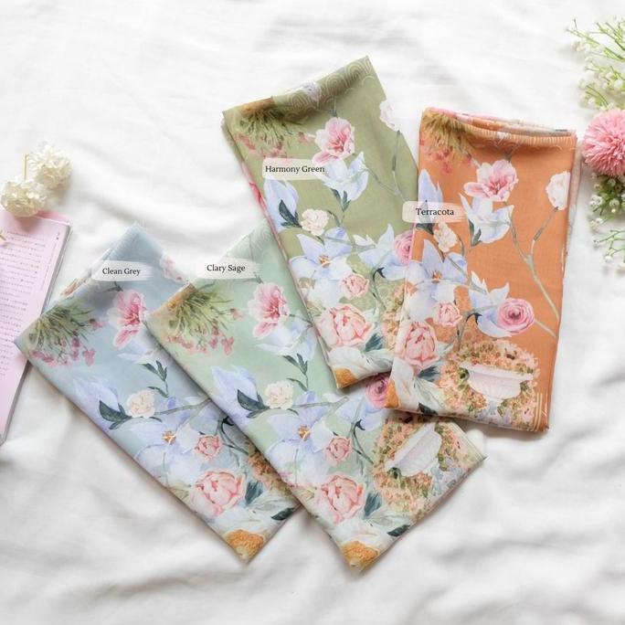 Newrilis- Hira - Hijabwanitacantik - Segiempat Florence Scarf Polycotton Jumbo | Hijab Printing Segi