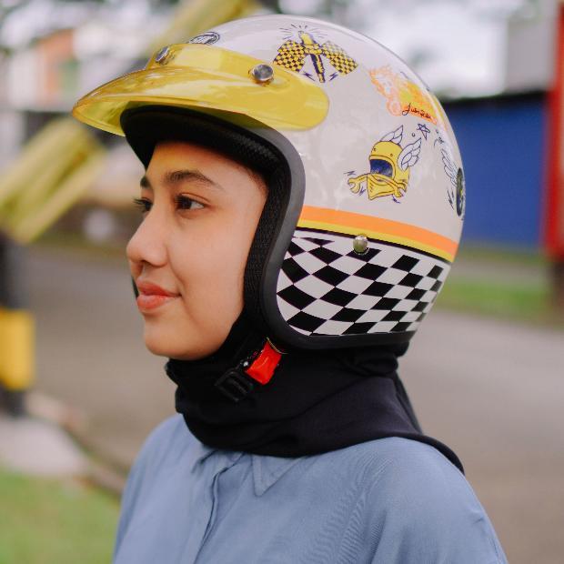 Helm Bogo Retro Motif Piston Speed Custom Helem Pria Wanita Hijab SNI