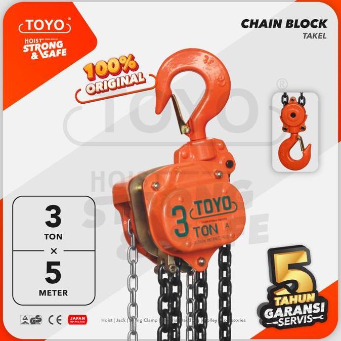 Chain Block / Takel 3 Ton x 5 Meter TOYO (TERBAIK) (TERBARU) (TERMURAH)
