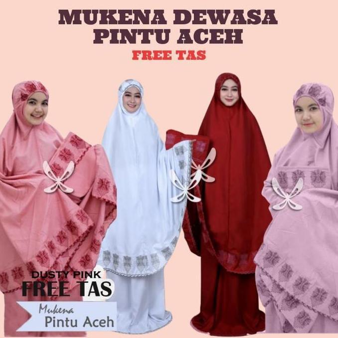 FREE ONGKIR MUKENA KHADIJAH PINTU ACEH JUMBO FREE TAS BAHAN KATUN MIKRO