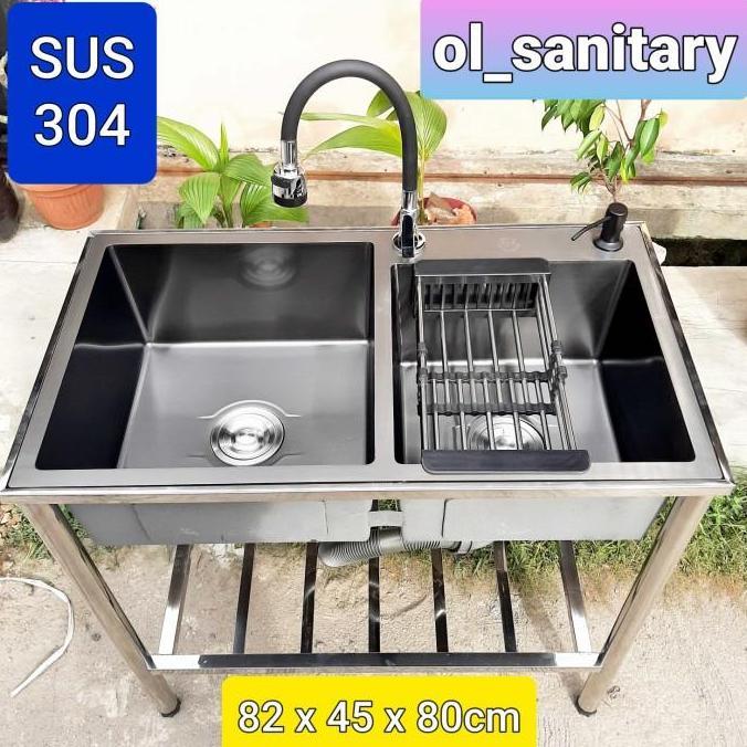 Thebest- bak cuci piring kitchen sink portable tempat cuci piring sink hitam