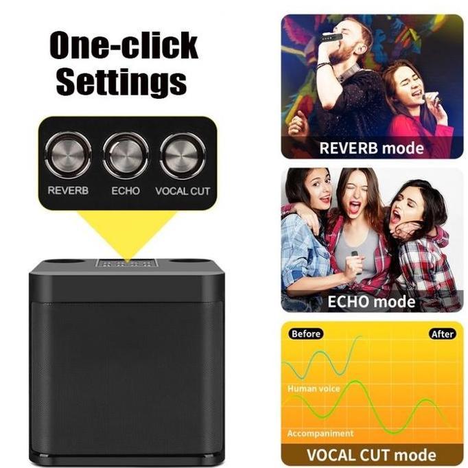 Ys-203 Speaker Bluetooth Mini Dengan Paket 2 Mikrofon, Pemutar Mp3 Bluetooth Nirkabel Portabel,Speak