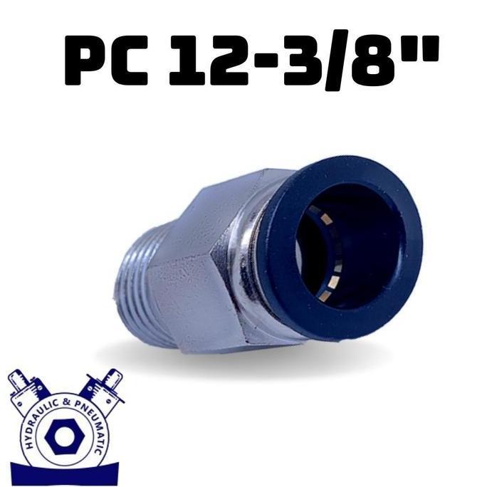 Pc 12-03 3/8 Hpc Black Pneumatic Fitting Lurus Baru