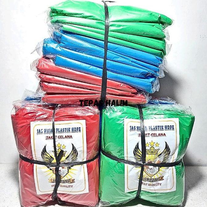 Jas Hujan Plastik Tebal Setelan Setara Mustika 1 Lusin / Jas Hujan Plastik LDPE / Jas Hujan Plastik 