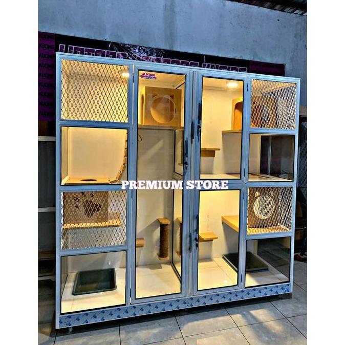 Kandang kucing alumunium kandang kucing 2 tingkat kandang kucing 3 ruangan kandang kucing besar kand