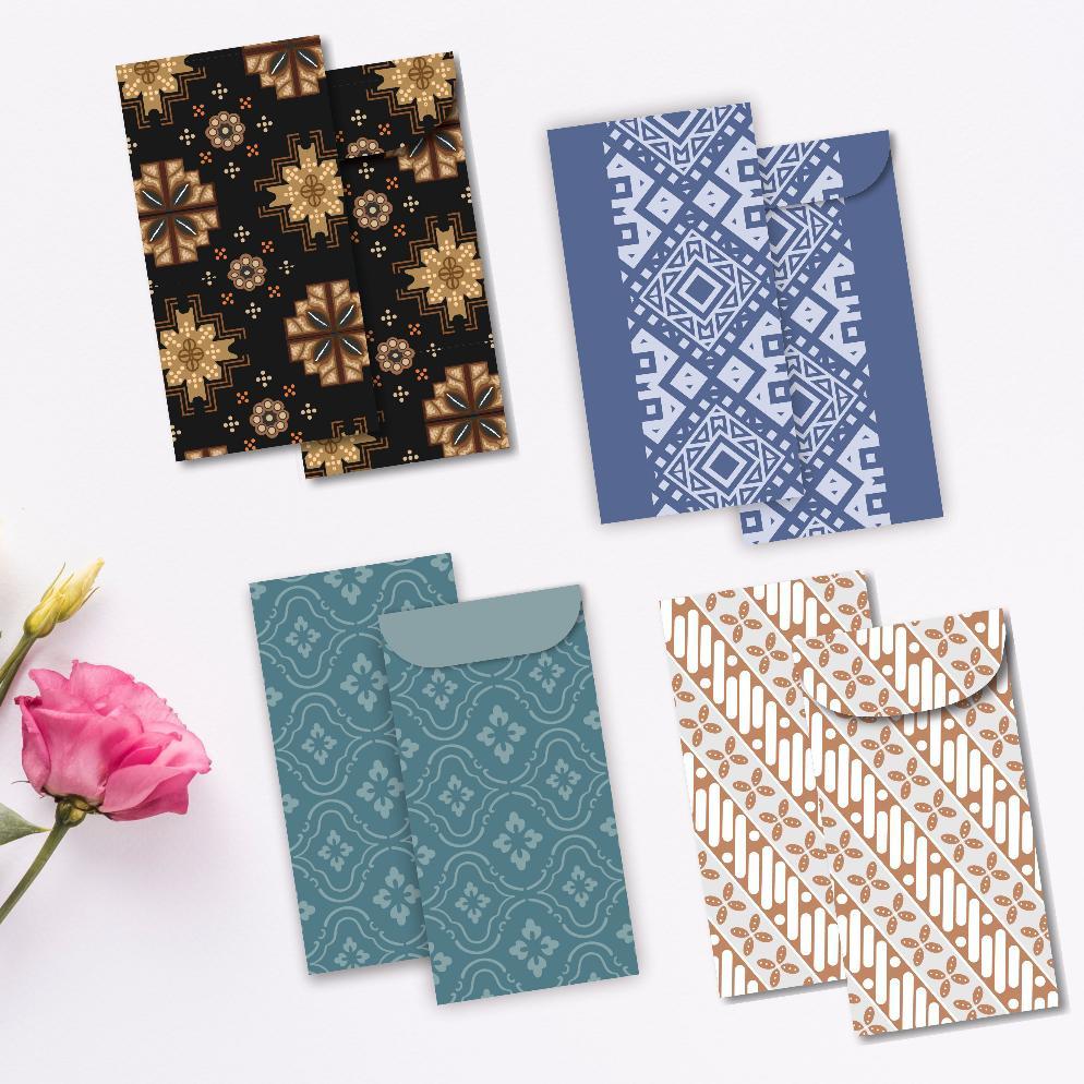 6 Pcs Angpao Wedding Amplop Kondangan Motif Batik Angpao Panjang Amplop Uang