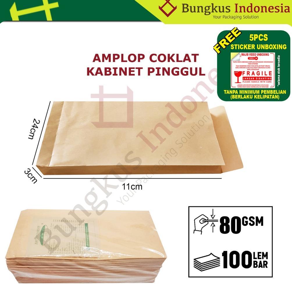 Amplop Coklat Kabinet Pinggul 11x24cm isi 100lbr amplop uang