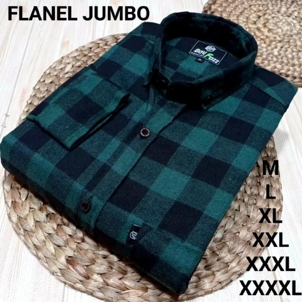 Gratis Ongkir Kemeja Flanel Oversize Jumbo Pria Dan Wanita Cream Kemeja Flanel Jumbo Lengan Panjang 