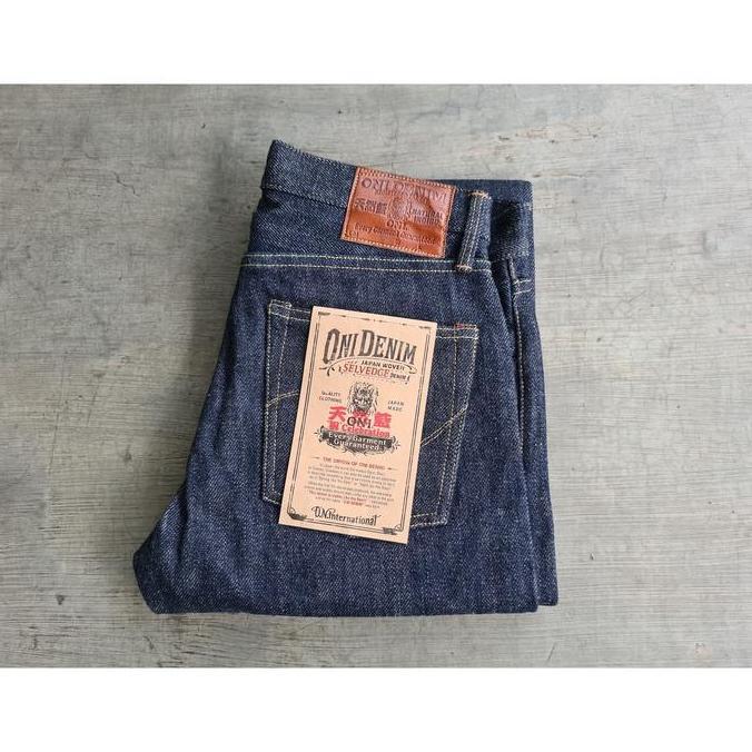 ONI Denim 20oz Unsanforized Natural Indigo Secret Denim Tapered Jeans murah