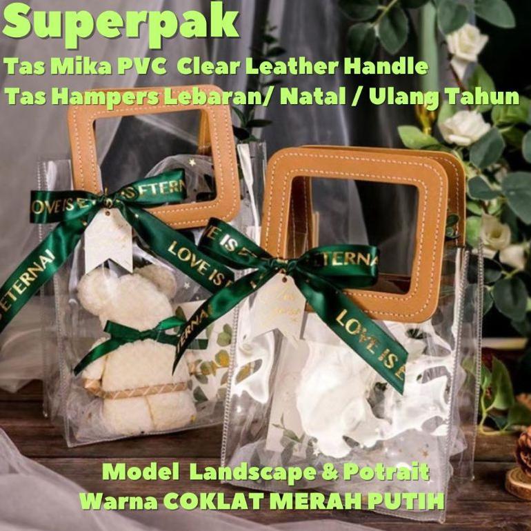 Tas Mika PVC Clear Bening Tas Hampers Ulang Tahun Lebaran Imlek Natal Premium [GROSIR PER 10 PCS]