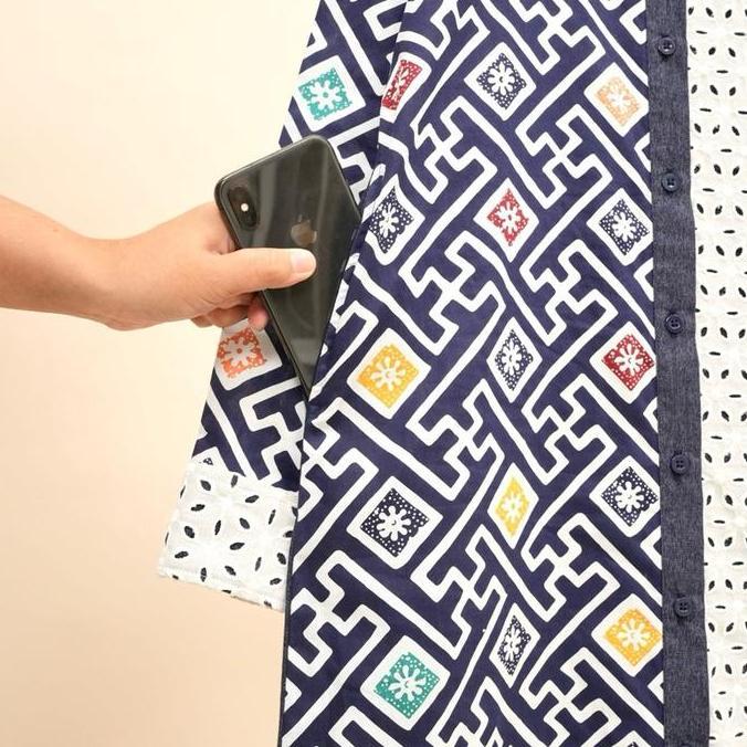 Grosir Gamis Anak Batik Sekar Navy