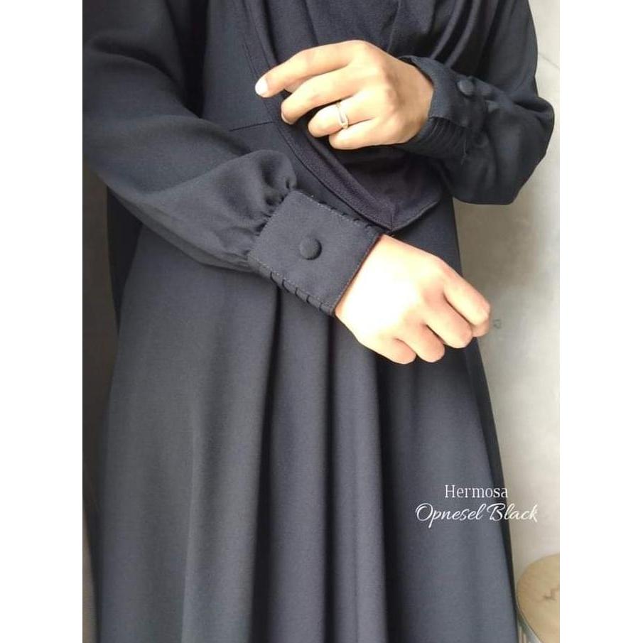 Grosir [Gamis Hermosa] Gamis Polos Hitam Premium Gamis Hitam Polos/Gamis Wollycrepe/Gamis Wollycrepe