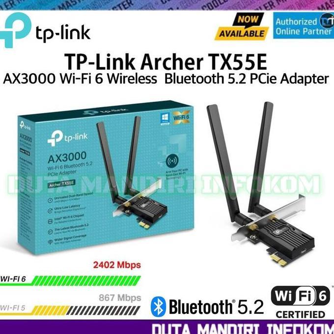 TP-Link Archer TX55E - AX3000 Wi-Fi 6 Wireless Bluetooth 5.2 PCIe Adapter I TPLink Archer TX-55E WIF