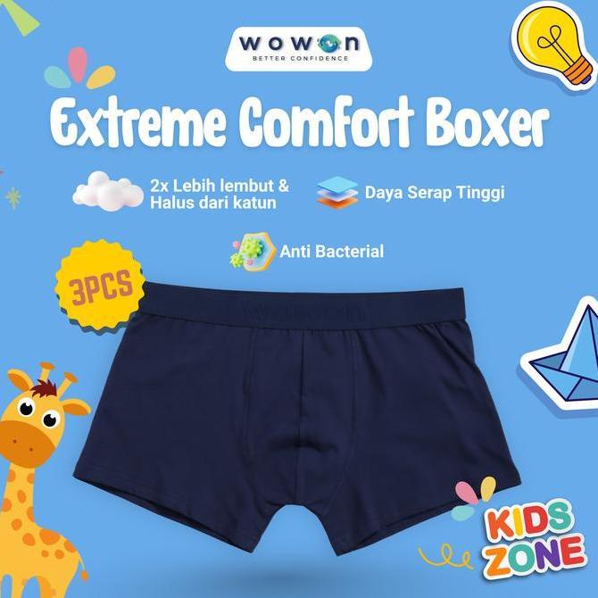 (3 PCS) Wowon Kids Boxer - Boxer Anak Anti Bakteri - Extreme Comfort Boxer