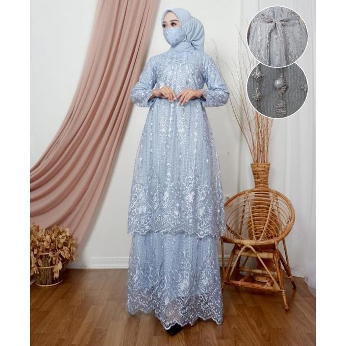 Murah Sr Kebaya / Gamis Tingkat Azza Sf / Kebaya Gamis Brokat Mewah Modern / Kebaya Gamis Pesta / Ba