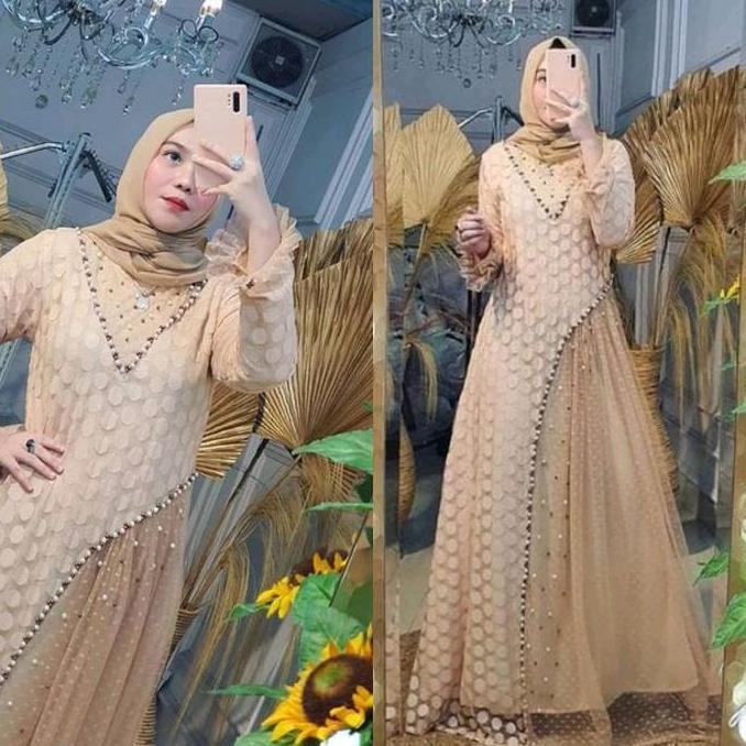 Murah Dress Pesta Tile Zaskia Gamis Muslim Brokat