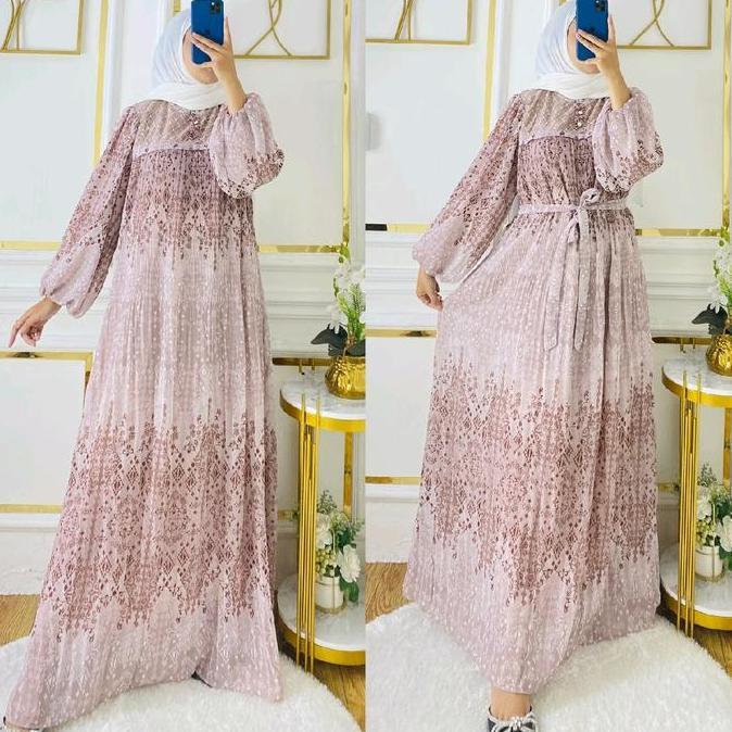 Murah Nadeera Gamis Plisket Renda