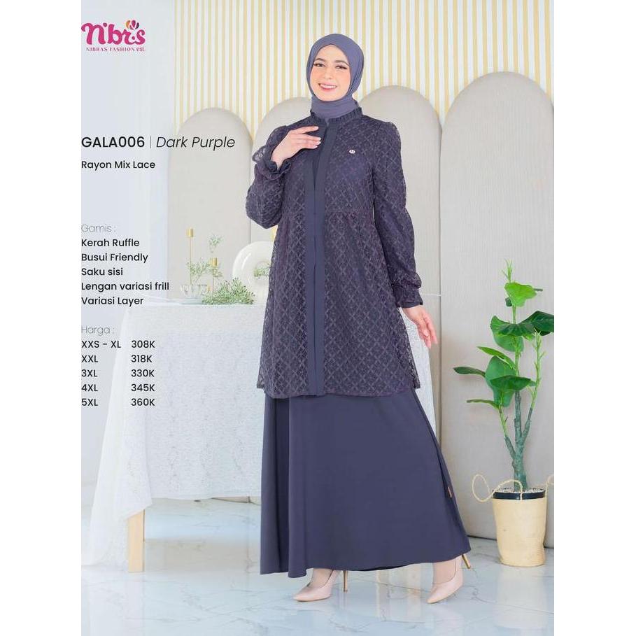 Grosir Nibras Gala 006 Gamis Brokat Model Kekinian Gamis Lebaran Gamis Simple Nibrassyari Gala 006