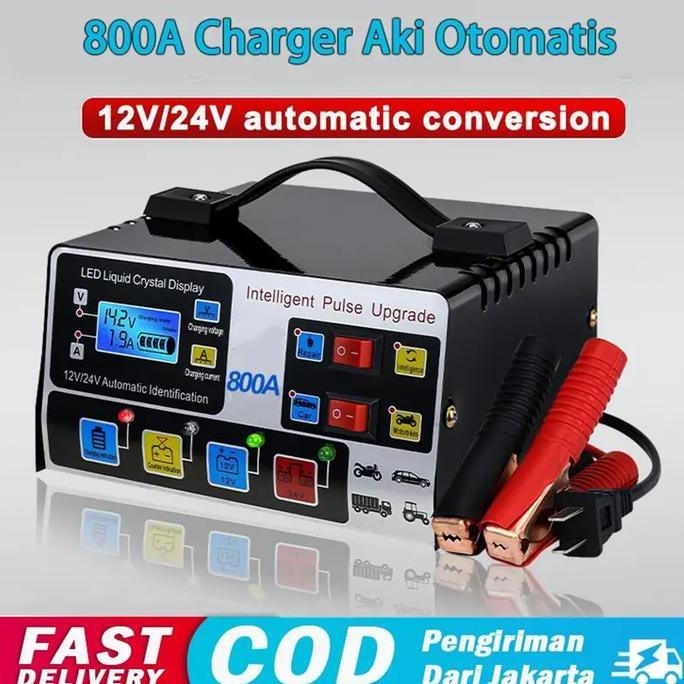 Charger Aki Otomatis Smart Intelligent 12v24v 400W 800AH Auto Repair Mobil Pengisi Daya Kendaraan Pe