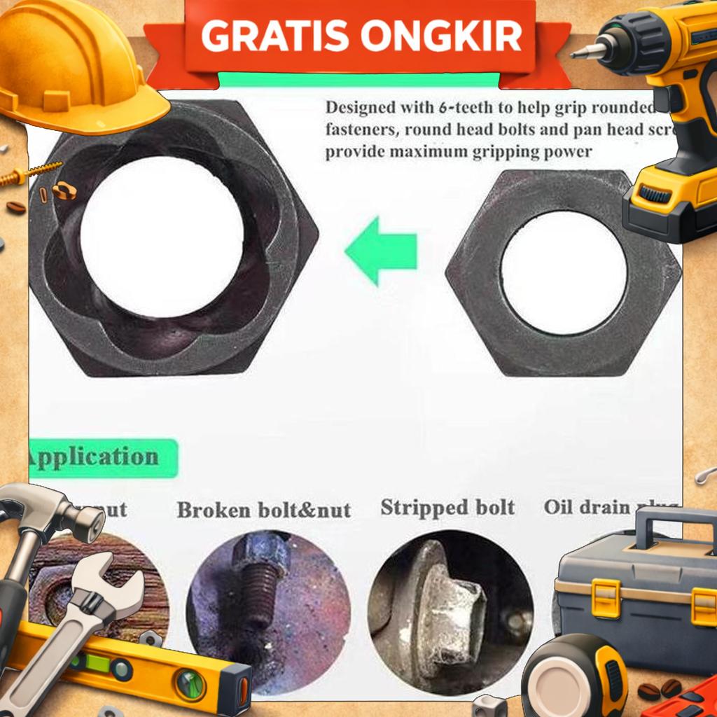 10 13 14 Pcs Alat Pembuka Baut Mur Rusak 9Mm-19Mm Set Kunci Ring Pass Damage