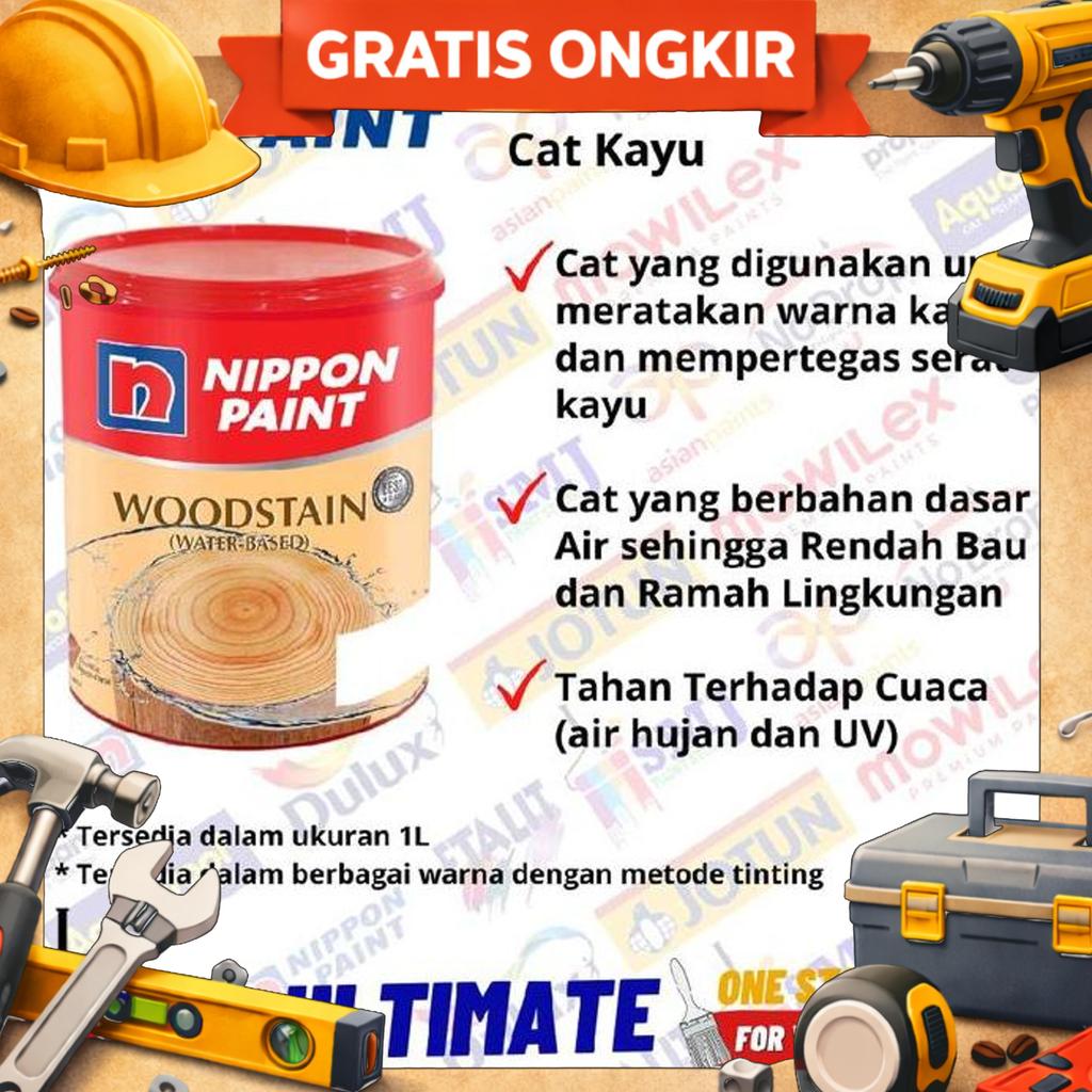 Cat Politur Kayu Nippon Paint Woodstain Waterbased 1L
