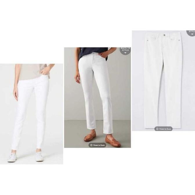 Limited Celana J.Jill Authentic Fit Slim-Leg Jeans White Pants